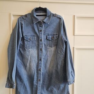 Casual Denim Button-Up Shirt Dress